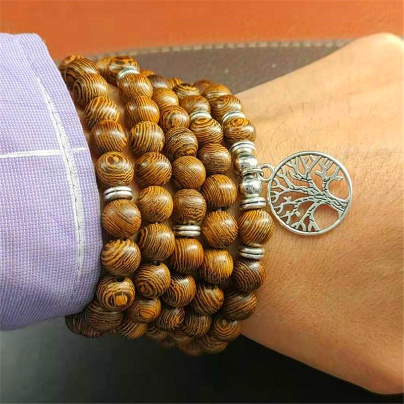 Yoga Fitness Tracker - Pulsera de 108 Cuentas para Hombre,