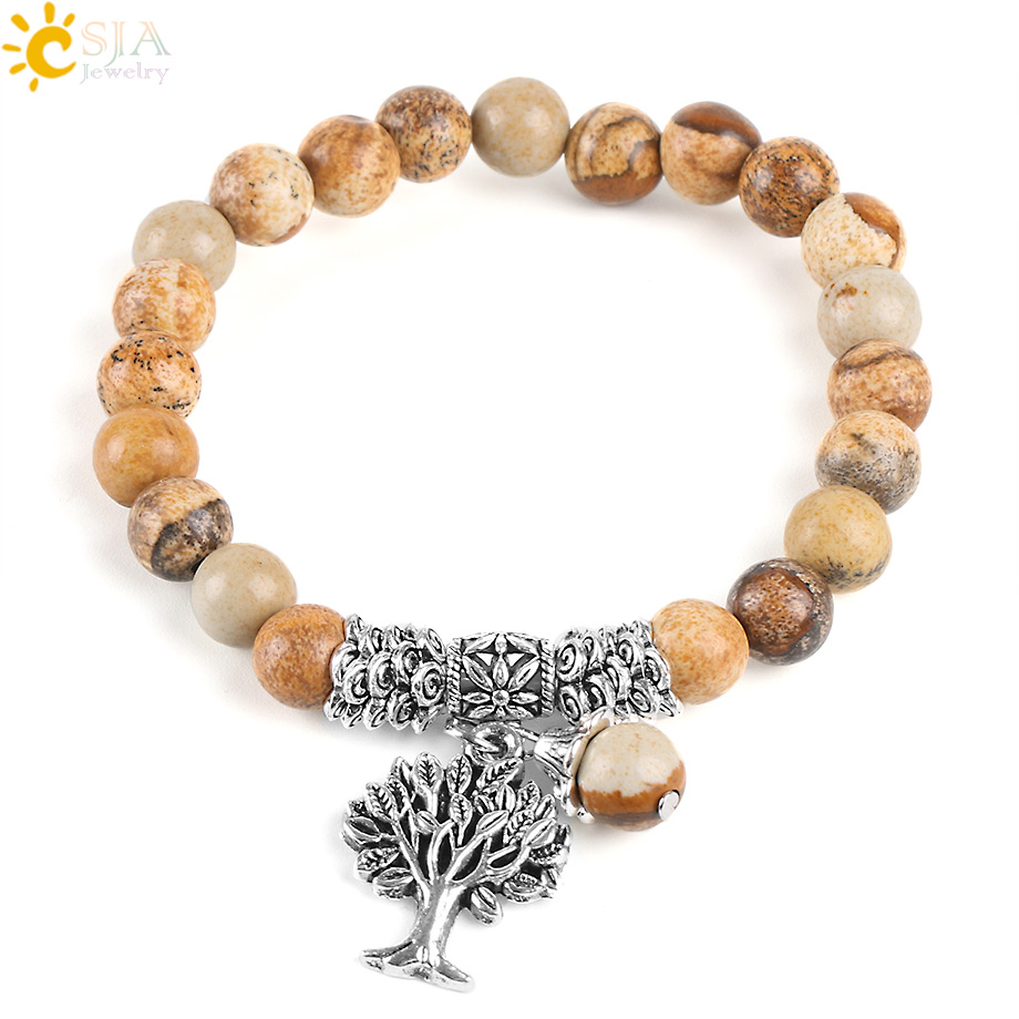 Yoga Fitness Tracker - CSJA-pulsera de piedras preciosas con imagen