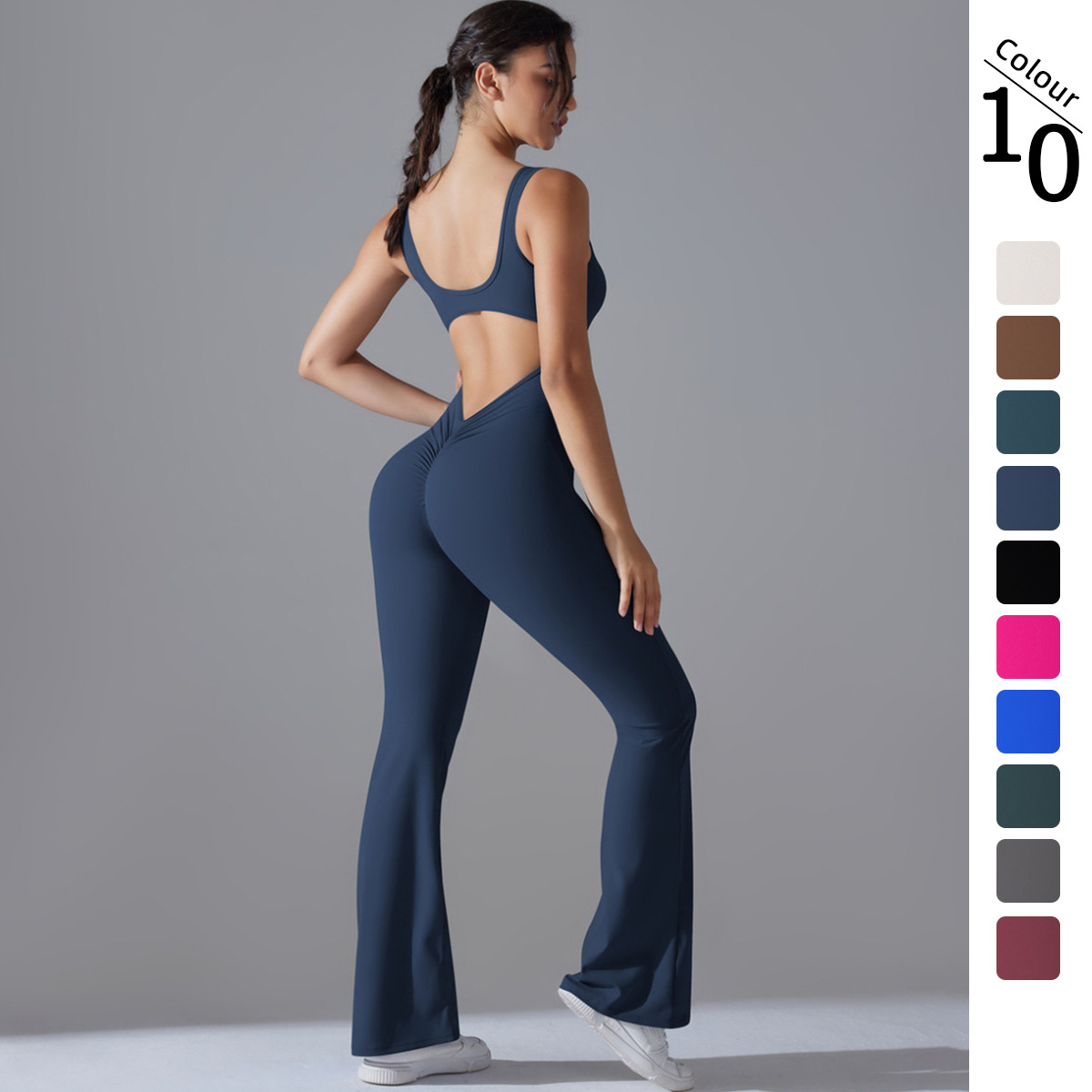 Yoga Fitness Jumpsuit - Mono Sexy con espalda en V