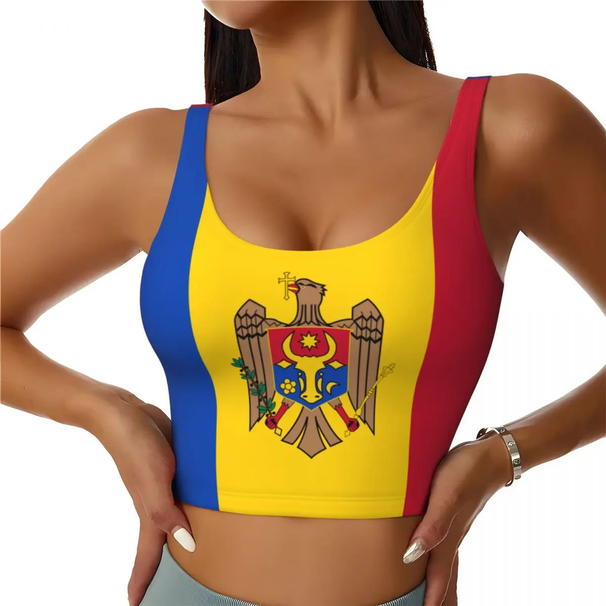 Yoga Fitness Women - Camisetas básicas con bandera de Moldavia