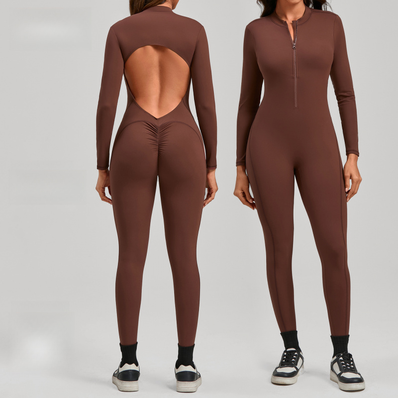 Yoga Fitness Jumpsuit - Mono de yoga con cremallera y