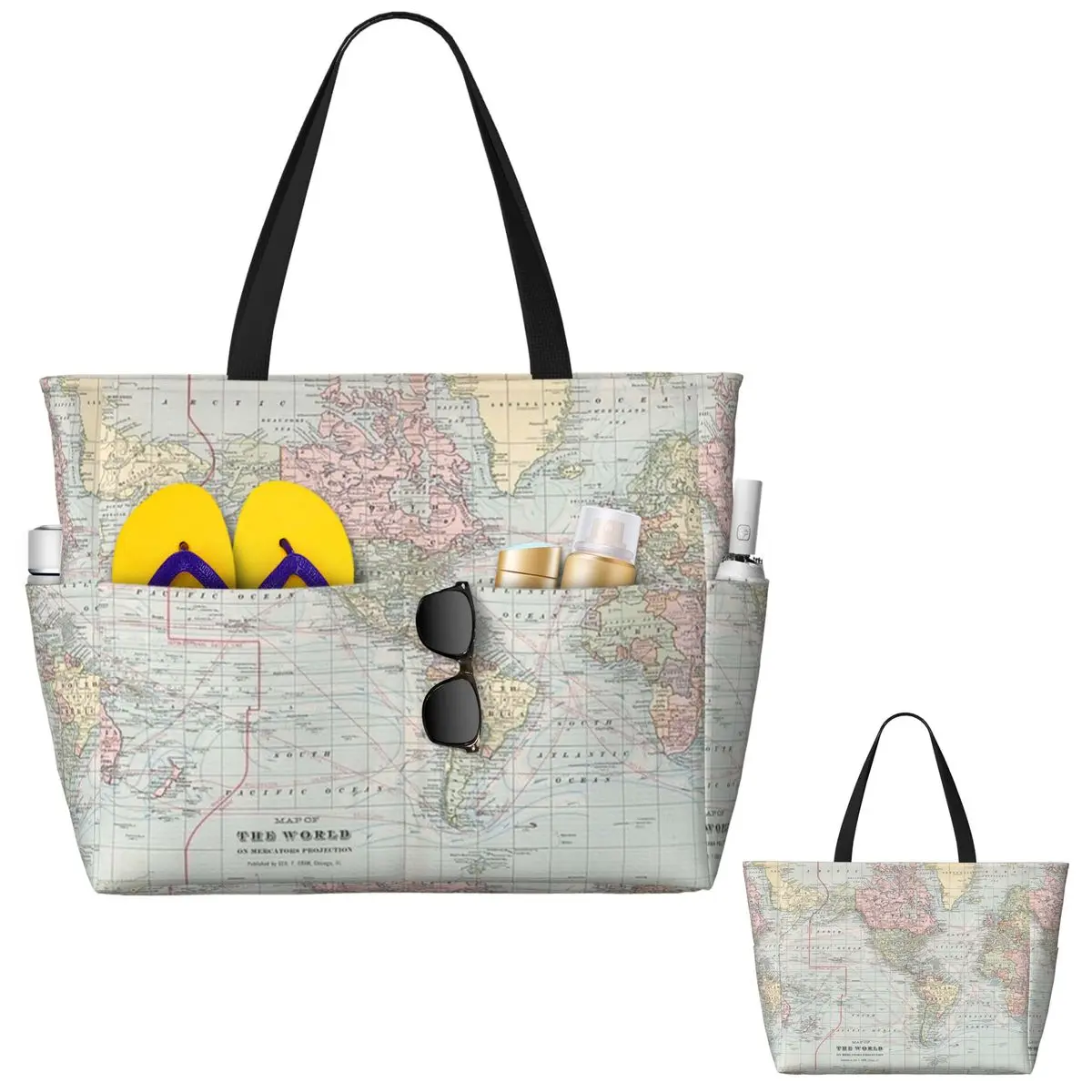 Bolso de mano vintage con mapa - Yoga Fitness World reseña y precio