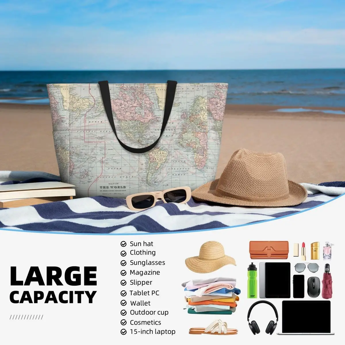 Bolso de mano vintage con mapa - Yoga Fitness World reseña y precio