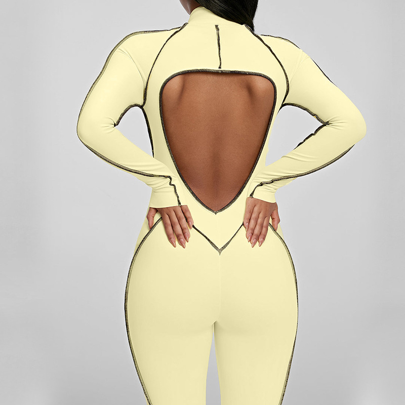 Mono de yoga con espalda descu - Yoga Fitness Jumpsuit reseña y precio