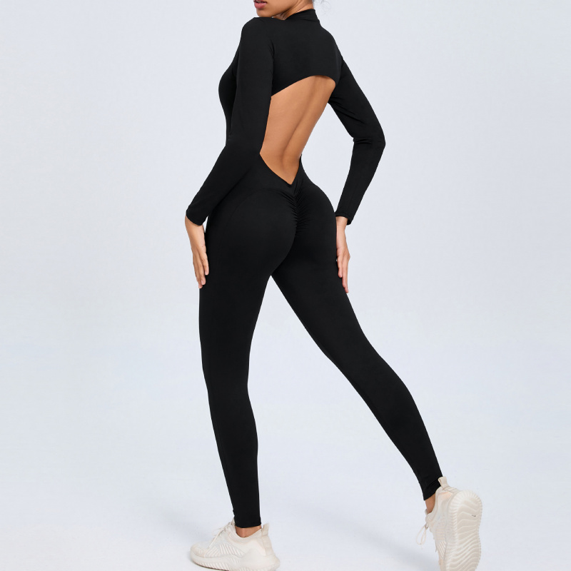 Mono de yoga con cremallera y  - Yoga Fitness Jumpsuit reseña y precio